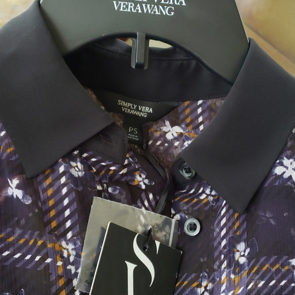 Petite Simply Vera wang print ruffle shirt dress S - Picture 9 of 14